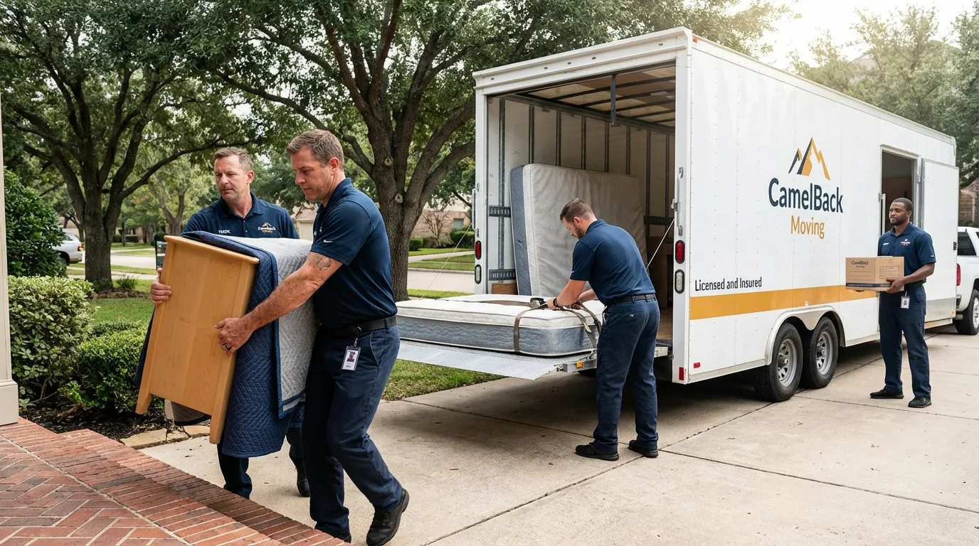 Crew loading residential truck for cross-state move from Astatula, FL