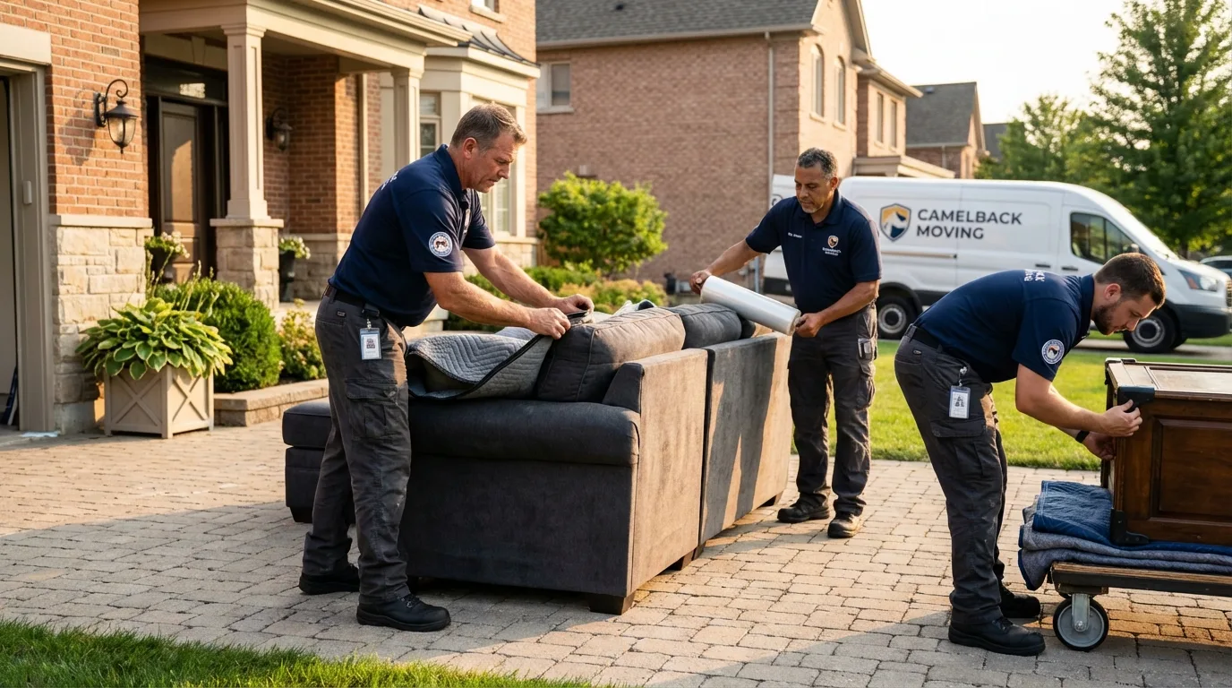 Large estate moving crew wrapping furniture in Astatula, FL